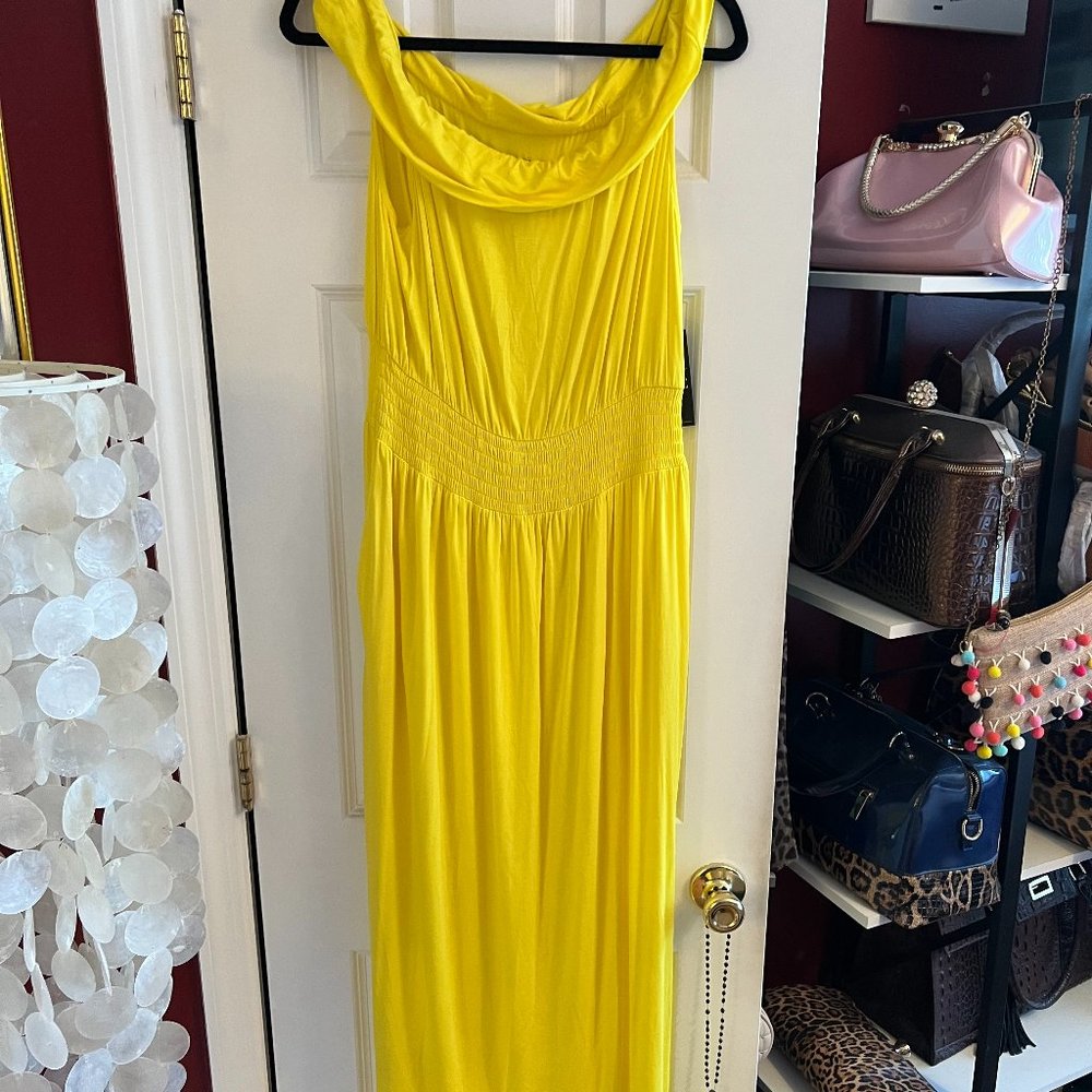 NEW YORK & COMPANY YELLOW DRESS SIZE LARGE